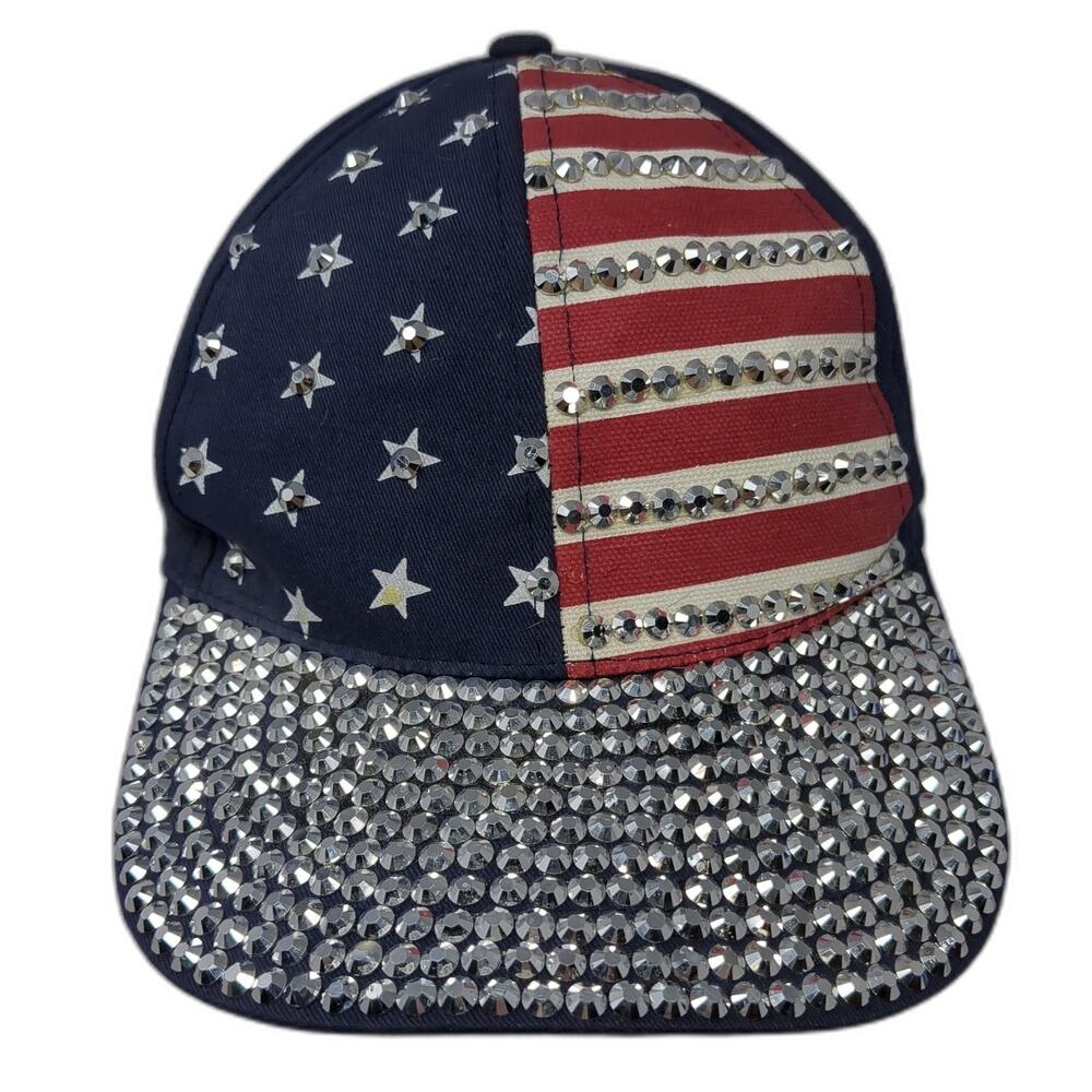 American Flag Strapback Baseball Cap Multi One Size Studded Something Special
